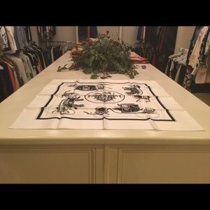 Hermès Silk Scarf - White with Black Carriages
